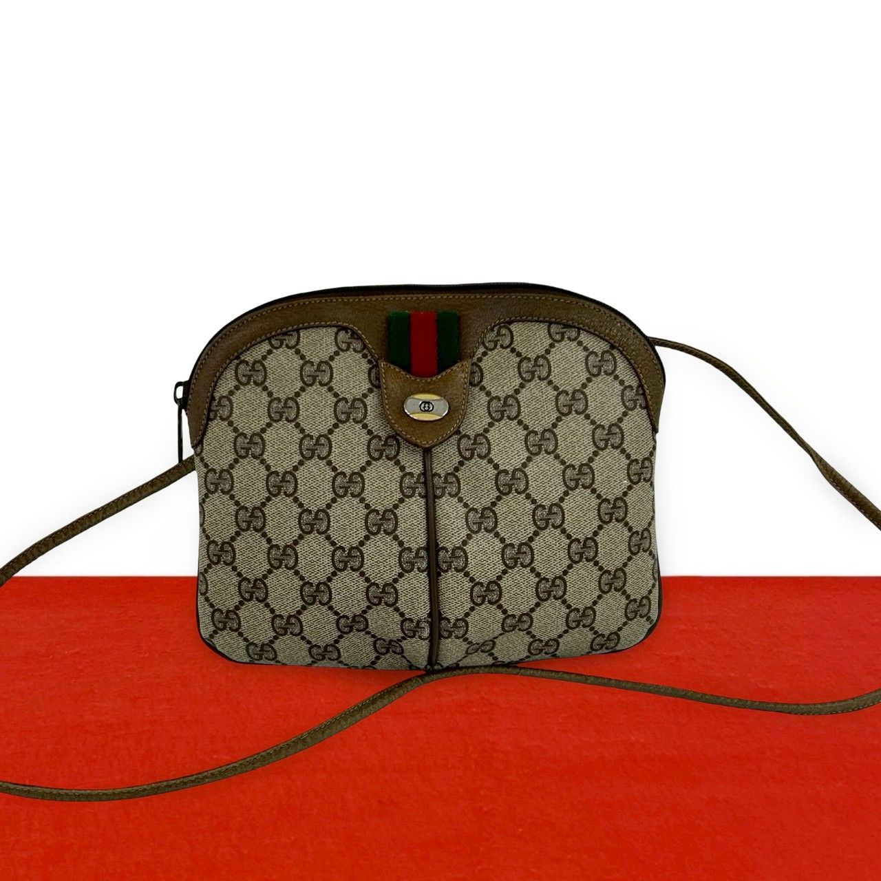 Gucci Vintage Sherry Line GG Logo Pattern Leather Shoulder Bag Crossbody