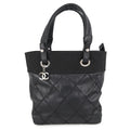 Chanel Tote Paris Biarritz PM Quilted CC Logo Black
