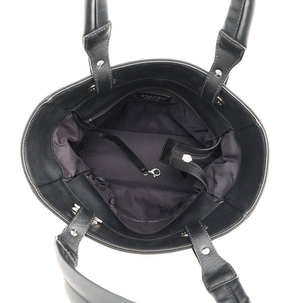 Chanel Tote Paris Biarritz PM Quilted CC Logo Black — view 5