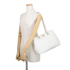 Chanel Chain Tote Quilted CC Logo Shopping Caviar Leather White — view 4
