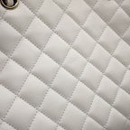 Chanel Chain Tote Quilted CC Logo Shopping Caviar Leather White — view 7