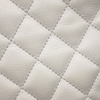 Chanel Chain Tote Quilted CC Logo Shopping Caviar Leather White — view 8