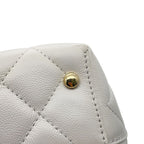 Chanel Chain Tote Quilted CC Logo Shopping Caviar Leather White — view 6