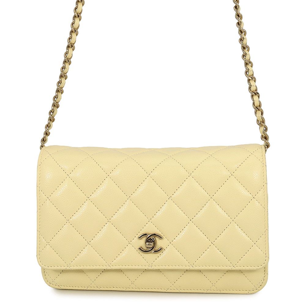 Chanel Chain Wallet Classic Quilted CC Logo Caviar Leather Shoulder