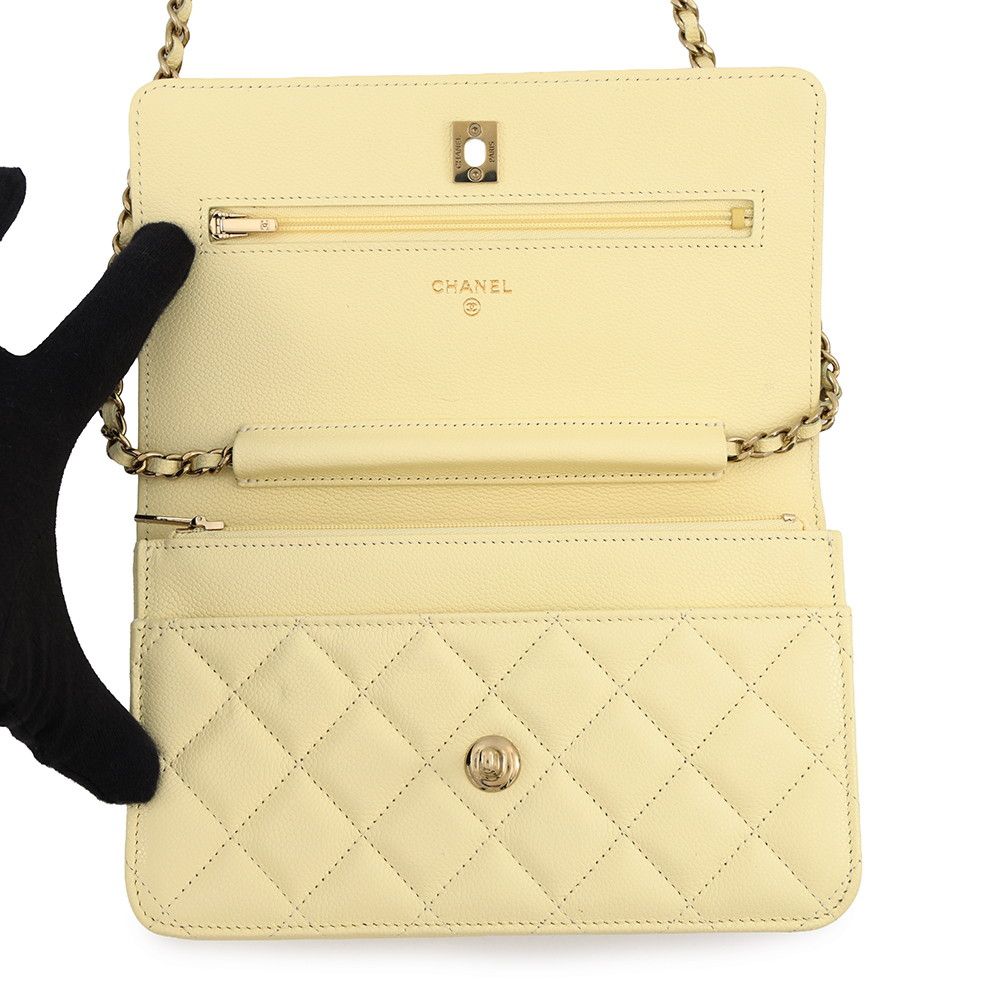 Chanel Chain Wallet Classic Quilted CC Logo Caviar Leather Shoulder — view 5