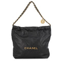 Chanel Handbag 22 Quilted Small Caviar Leather with Pouch Black