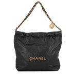 Chanel Handbag 22 Quilted Small Caviar Leather with Pouch Black