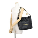 Chanel Handbag 22 Quilted Small Caviar Leather with Pouch Black — view 4