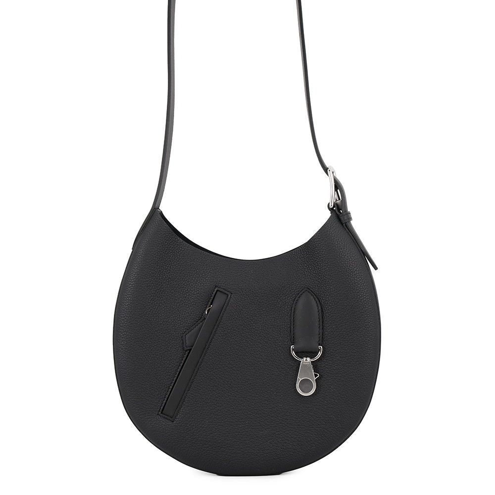 Hermes Shoulder Bag Alson Slim Black Silver Togo Swift