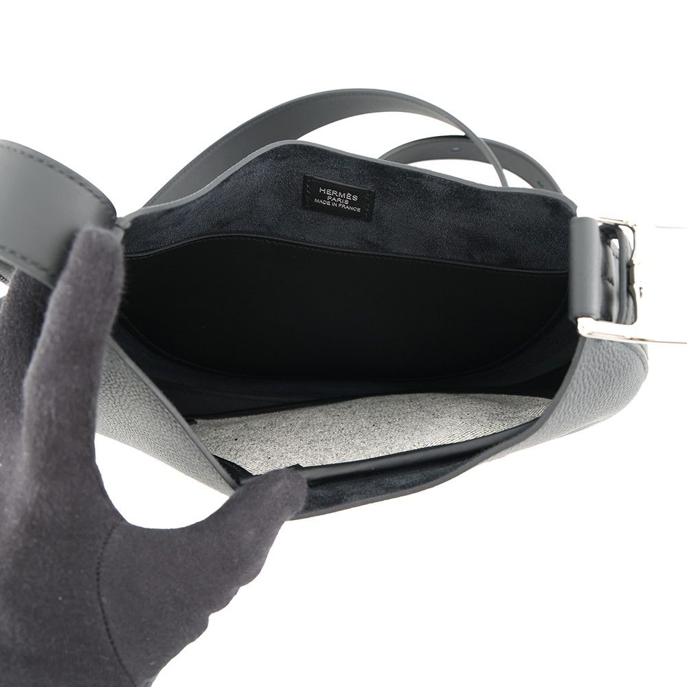 Hermes Shoulder Bag Alson Slim Black Silver Togo Swift — view 4