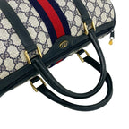 Gucci Vintage Sherry Line GG Logo Pattern Leather Mini Boston Bag Navy — view 4
