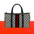 Gucci Vintage Sherry Line GG Logo Pattern Leather Mini Boston Bag Navy