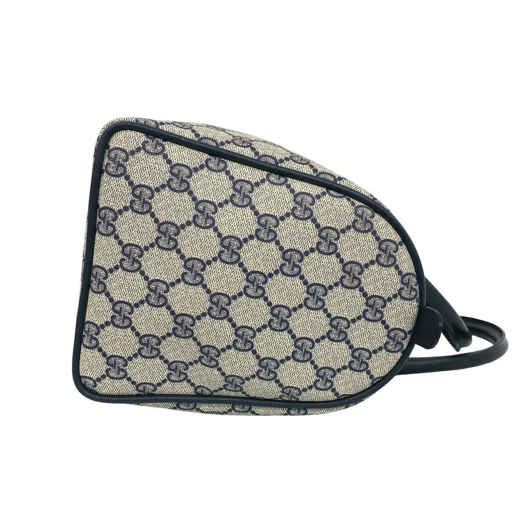 Gucci Vintage Sherry Line GG Logo Pattern Leather Mini Boston Bag Navy — view 6