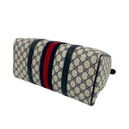 Gucci Vintage Sherry Line GG Logo Pattern Leather Mini Boston Bag Navy — view 8