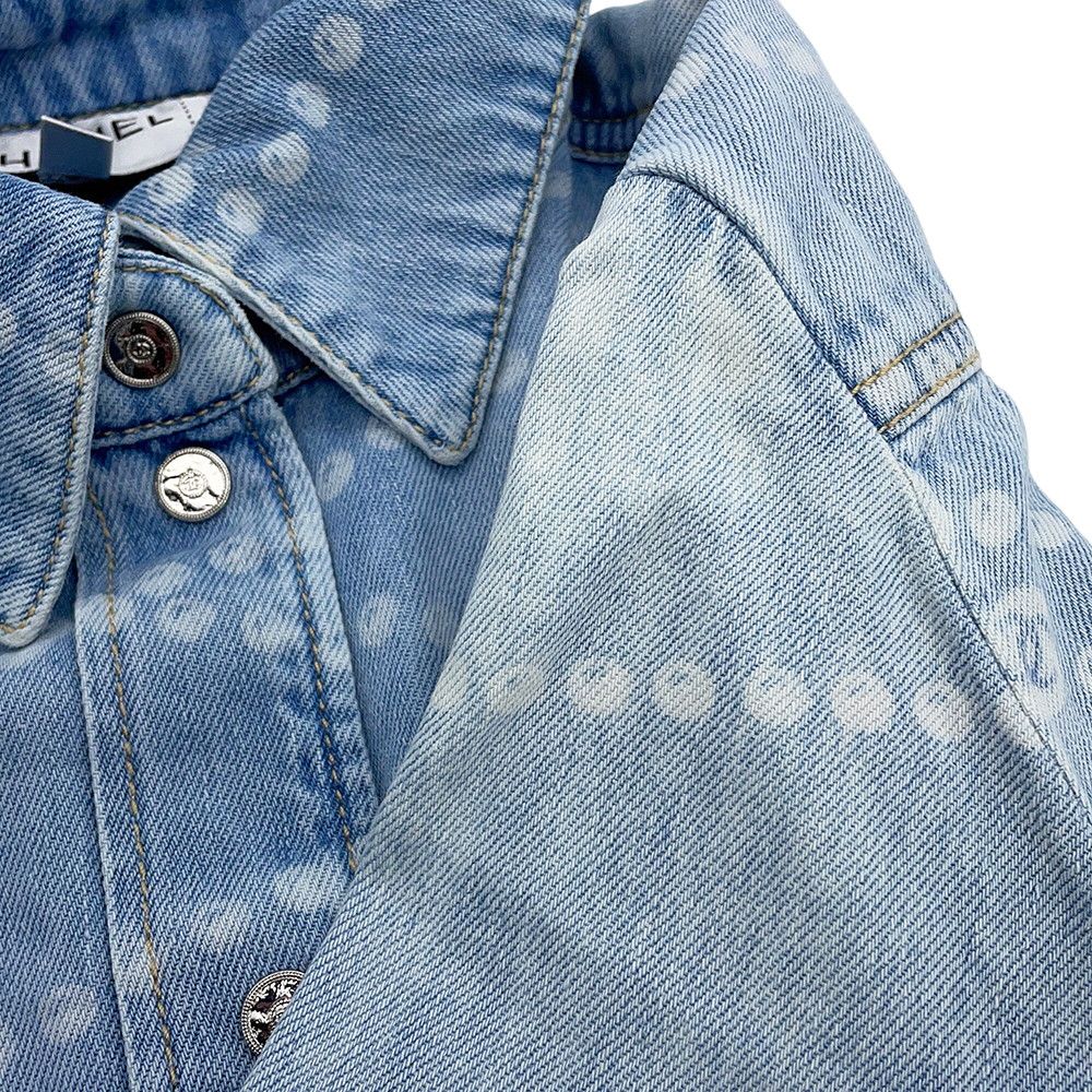 Chanel Denim Shirt Pearl Print Cotton 36 Top CC Logo — view 4