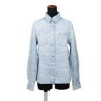 Chanel Denim Shirt Pearl Print Cotton 36 Top CC Logo