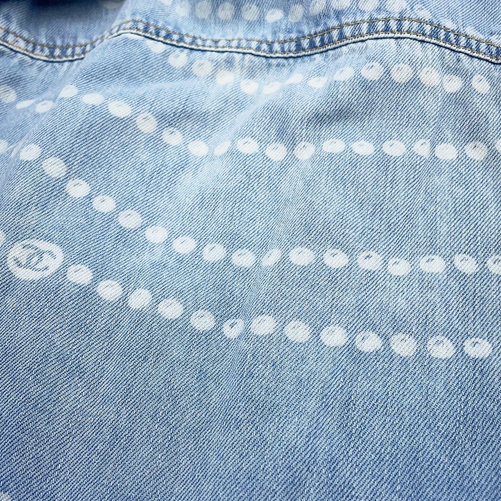Chanel Denim Shirt Pearl Print Cotton 36 Top CC Logo — view 6