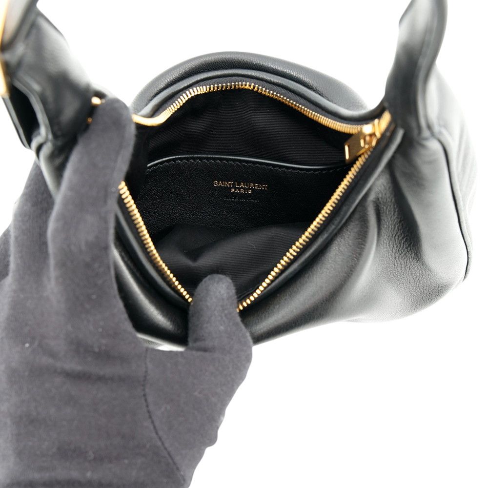 Saint Laurent Paris Handbag Calypso Mini Hobo Lambskin 2-Way Shoulder Black — view 5