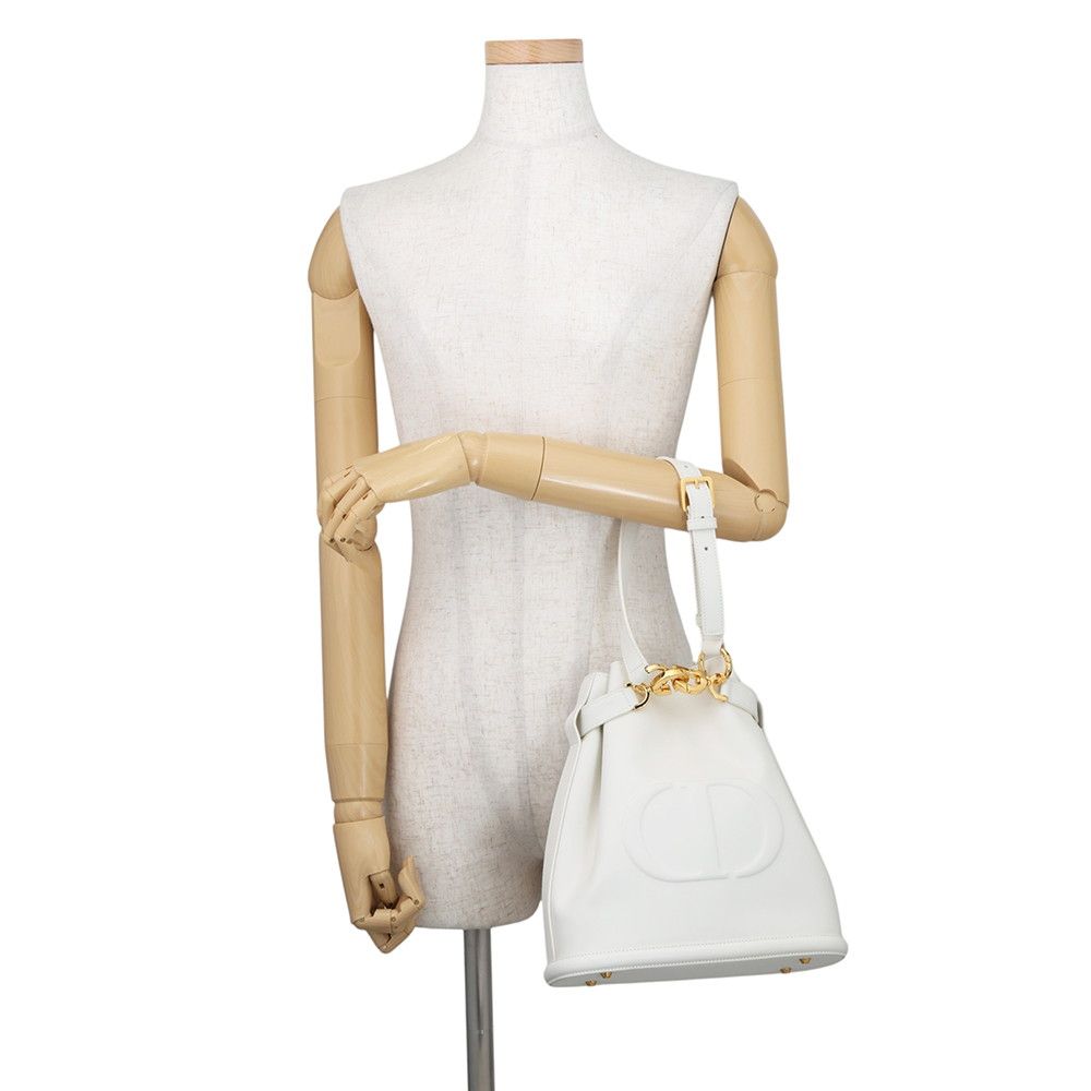 Dior Handbag C'est CD Embossed Leather 2-Way Shoulder White — view 4
