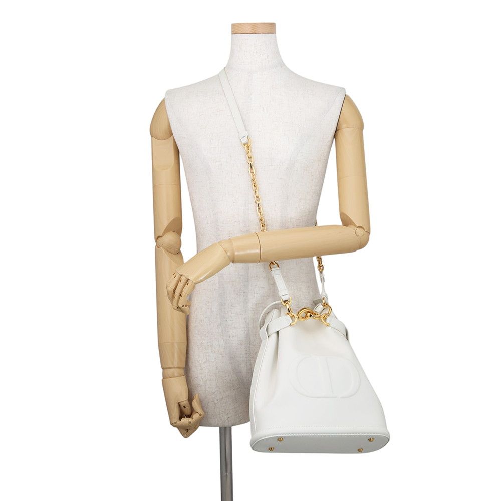 Dior Handbag C'est CD Embossed Leather 2-Way Shoulder White — view 5