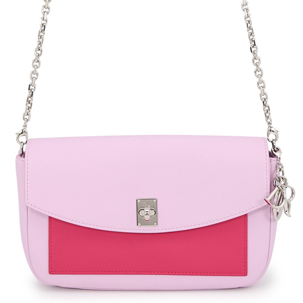 Dior Chain Wallet Turnlock Leather Shoulder