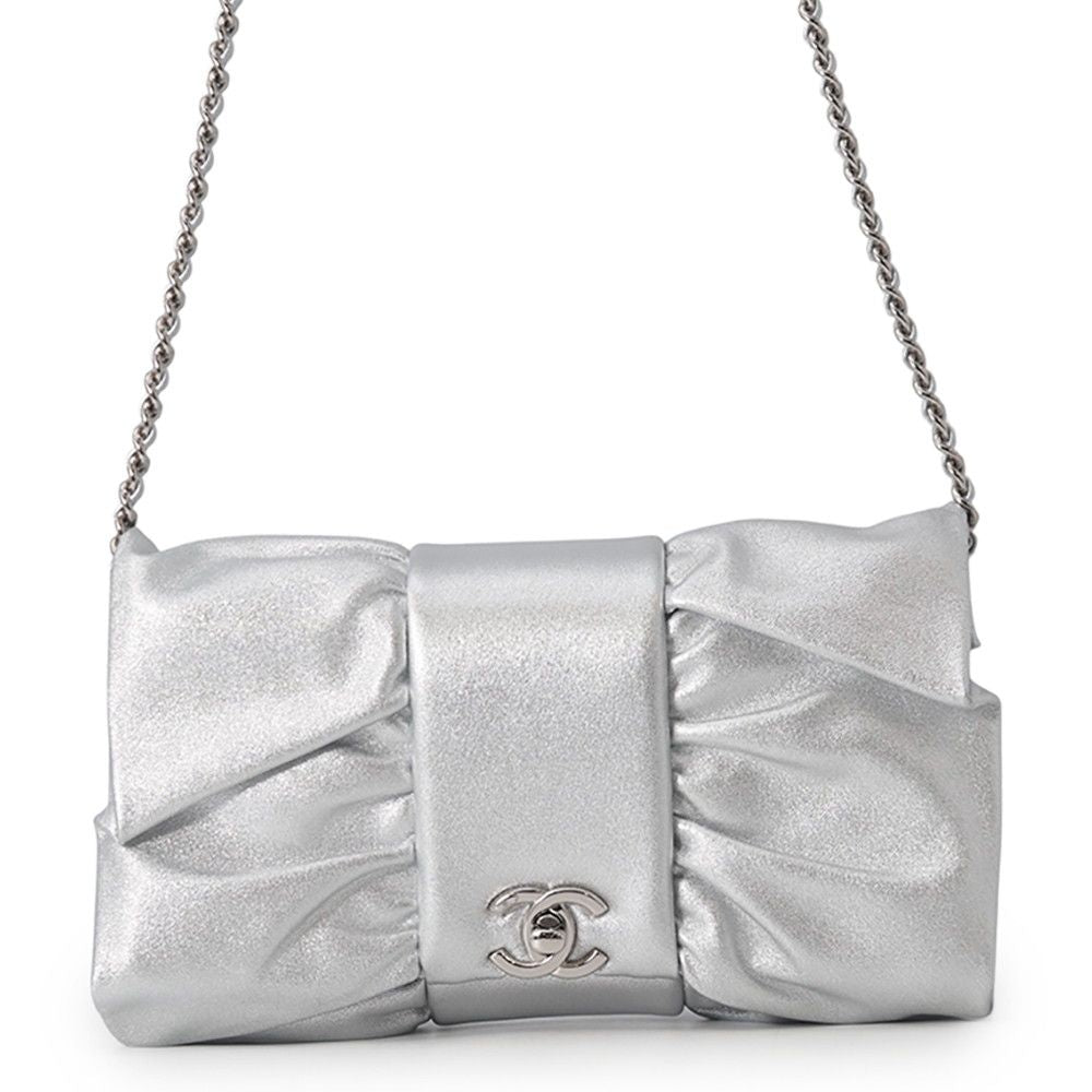 Chanel Chain Shoulder Bag CC Logo Ribbon Leather