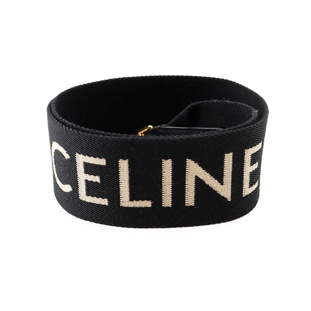 Celine Shoulder Strap Logo Canvas Black