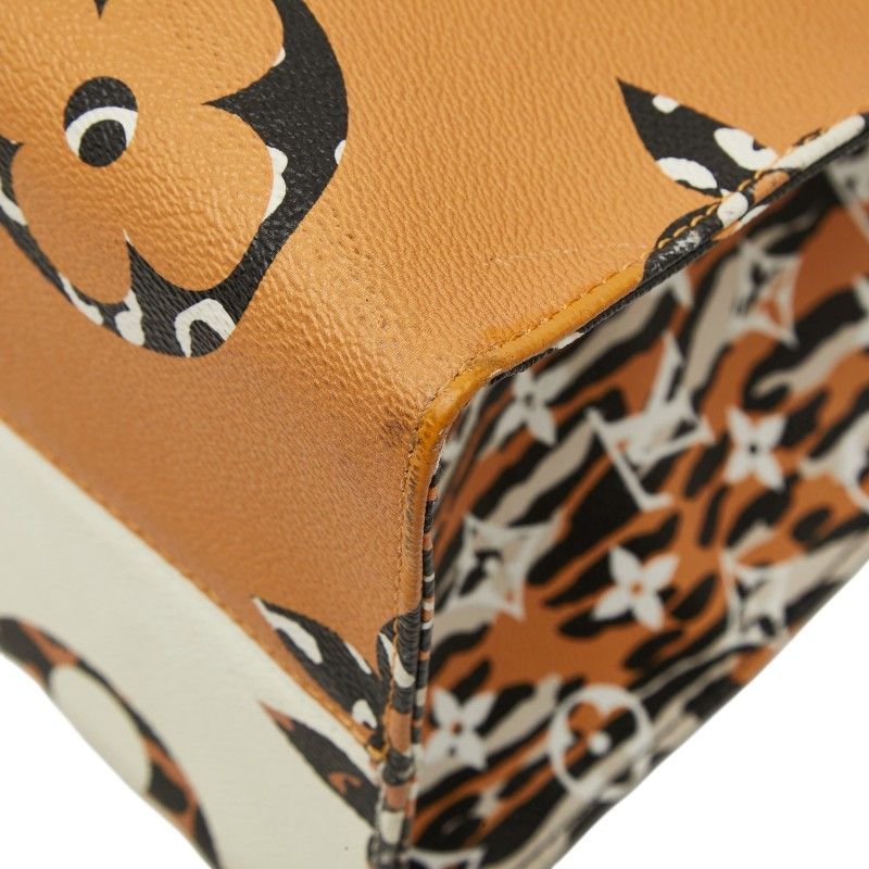 Louis Vuitton Monogram Jungle On The Go GM Tote Ivory Orange Leather — view 6
