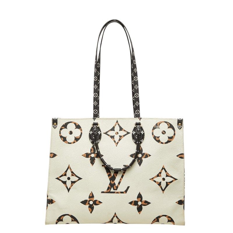 Louis Vuitton Monogram Jungle On The Go GM Tote Ivory Orange Leather