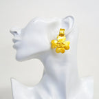 Chanel Earrings Vintage CC Logo Clover Motif Gold Plated — view 5
