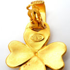 Chanel Earrings Vintage CC Logo Clover Motif Gold Plated — view 4