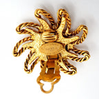 Chanel Earrings Vintage CC Logo Sun Motif Gold Plated — view 4