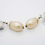 Chanel Earrings Vintage CC Logo Turnlock Metal Faux Pearl Rhinestone Silver — view 6