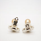 Chanel Earrings Vintage CC Logo Turnlock Metal Faux Pearl Rhinestone Silver — view 3