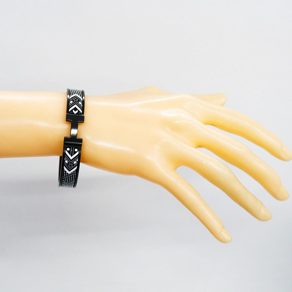 Hermes Bangle Click HH Metal White Black Bracelet — view 6