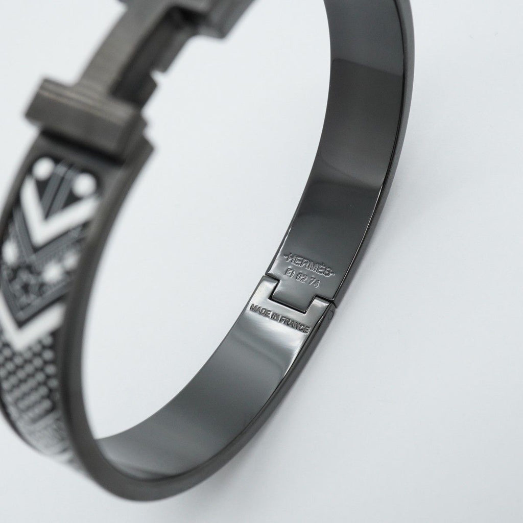 Hermes Bangle Click HH Metal White Black Bracelet — view 5