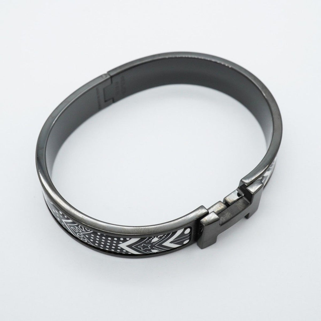 Hermes Bangle Click HH Metal White Black Bracelet — view 2