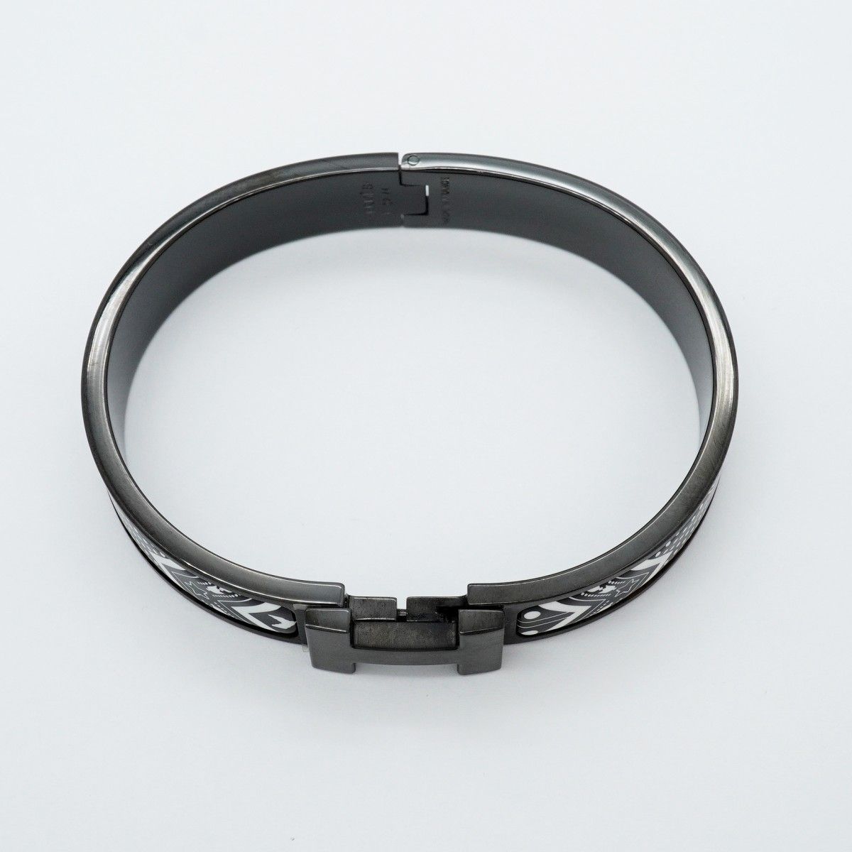 Hermes Bangle Click HH Metal White Black Bracelet — view 3