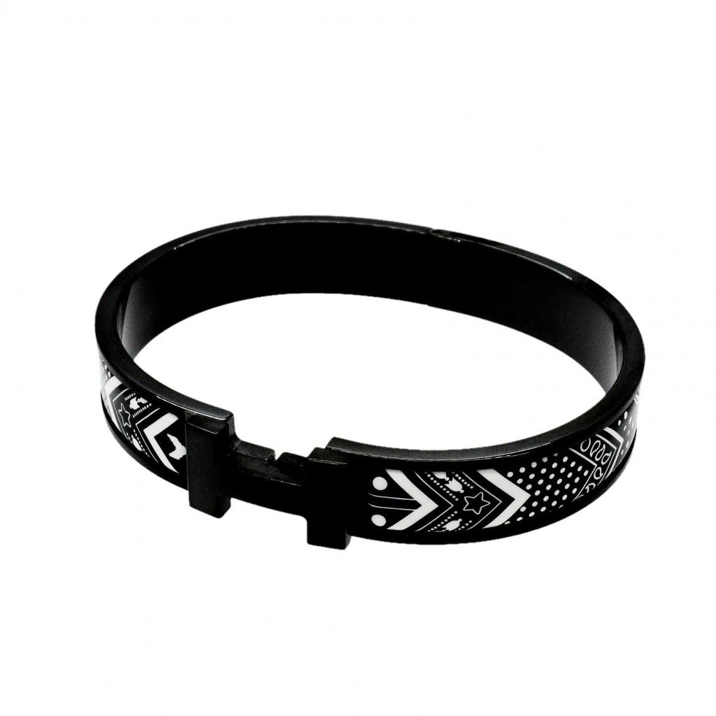 Hermes Bangle Click HH Metal White Black Bracelet