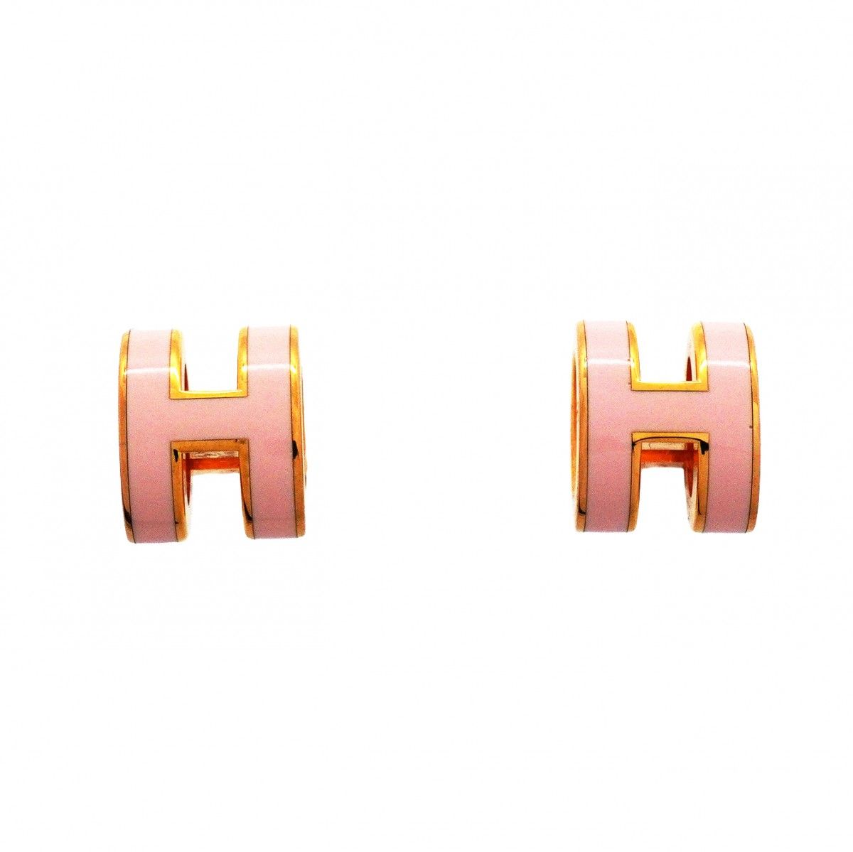 Hermes Earrings Mini Pop Gold Plated Pink