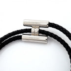 Hermes Bracelet Tourni Metal Leather Silver Black — view 5