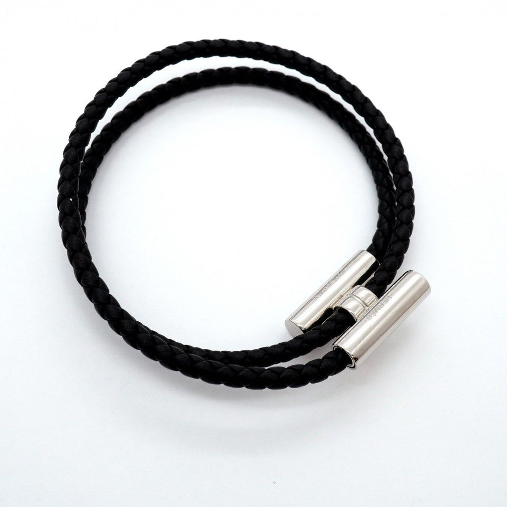 Hermes Bracelet Tourni Metal Leather Silver Black — view 2