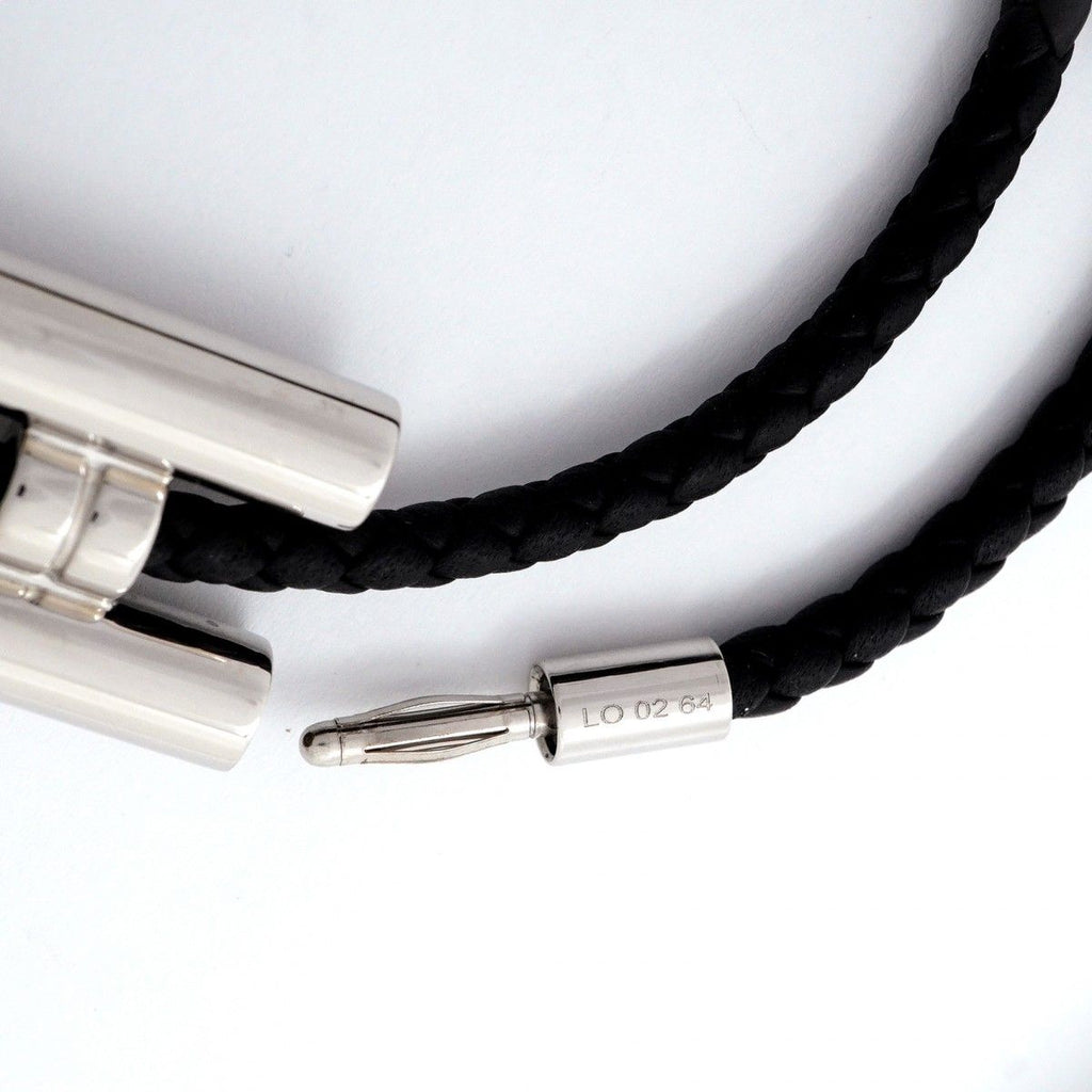 Hermes Bracelet Tourni Metal Leather Silver Black — view 6