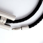 Hermes Bracelet Tourni Metal Leather Silver Black — view 6