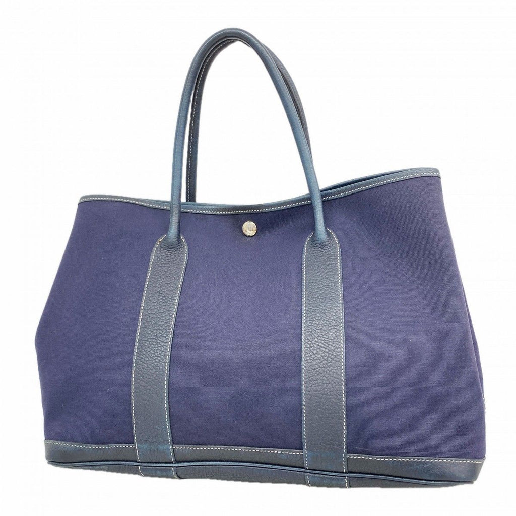 Hermes Tote Garden Party PM Toile Ash Navy Silver