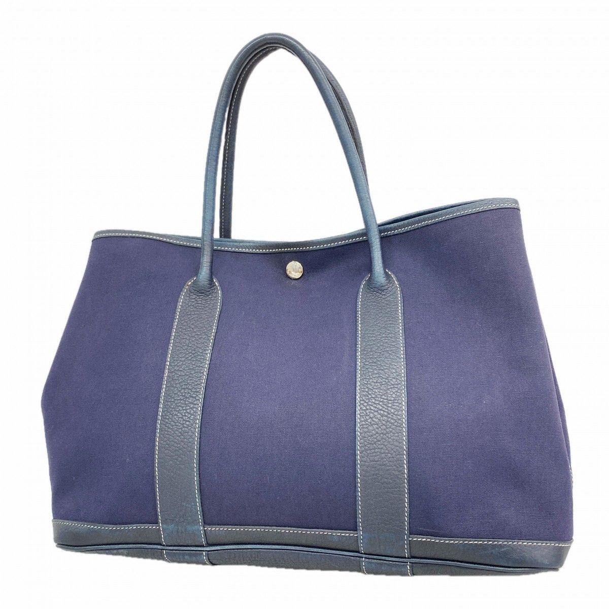 Hermes Tote Garden Party PM Toile Ash Navy Silver