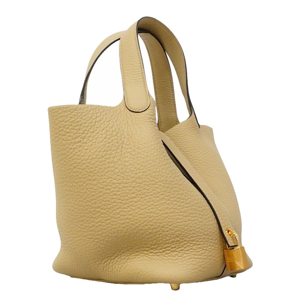 Hermes Handbag Picotin Lock PM Taurillon Clemence Trench Gold — view 2