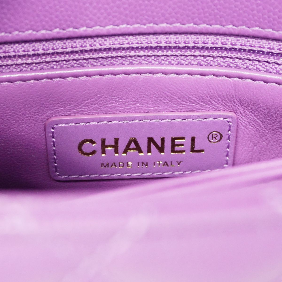 Chanel Handbag Quilted Coco Handle Caviar Leather Purple Gold 2-Way — view 5