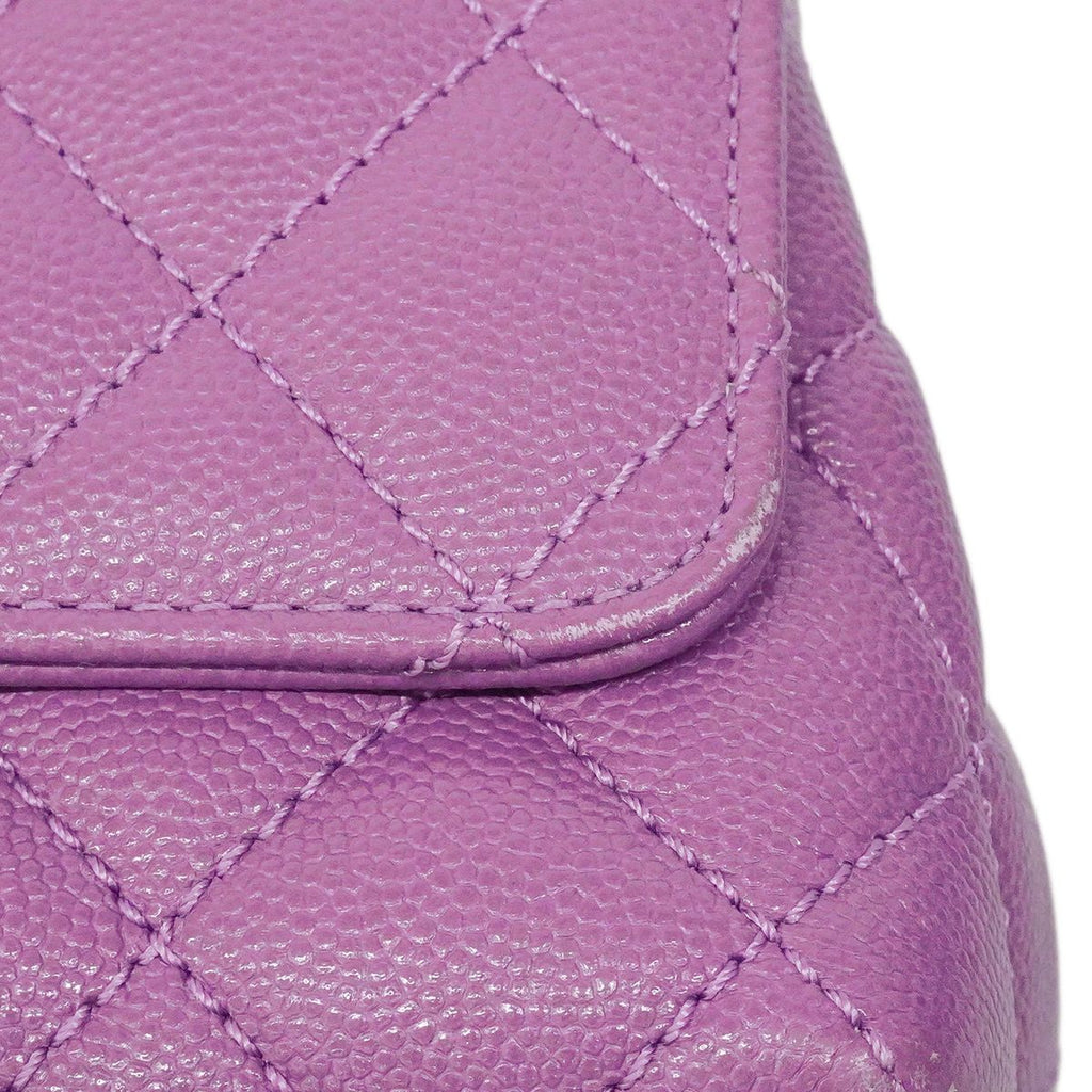 Chanel Handbag Quilted Coco Handle Caviar Leather Purple Gold 2-Way — view 7