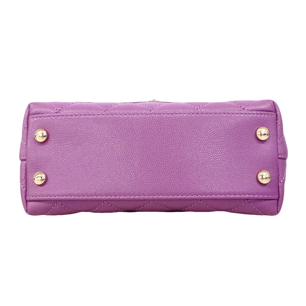 Chanel Handbag Quilted Coco Handle Caviar Leather Purple Gold 2-Way — view 3